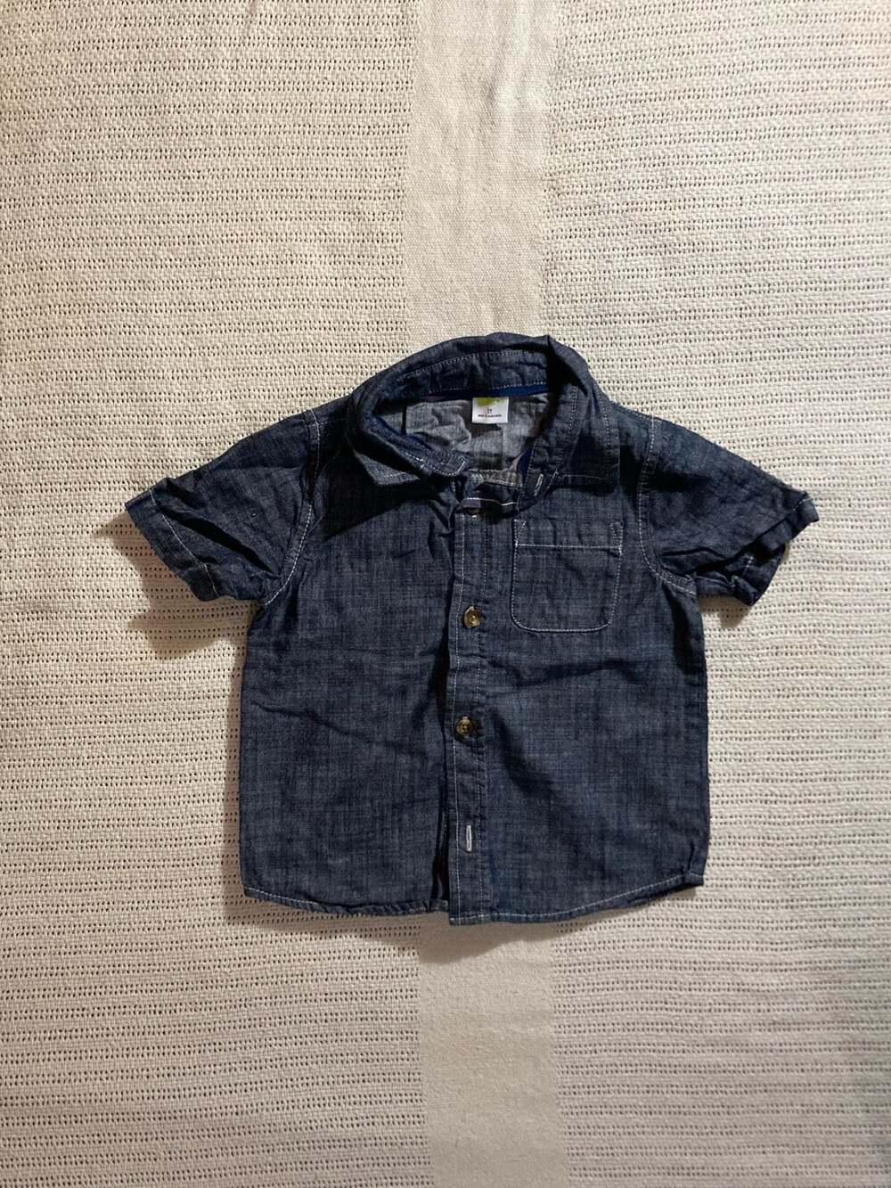 Crazy 8 Toddler Boys Blue Denim Short Sleeve Button Down Shirt